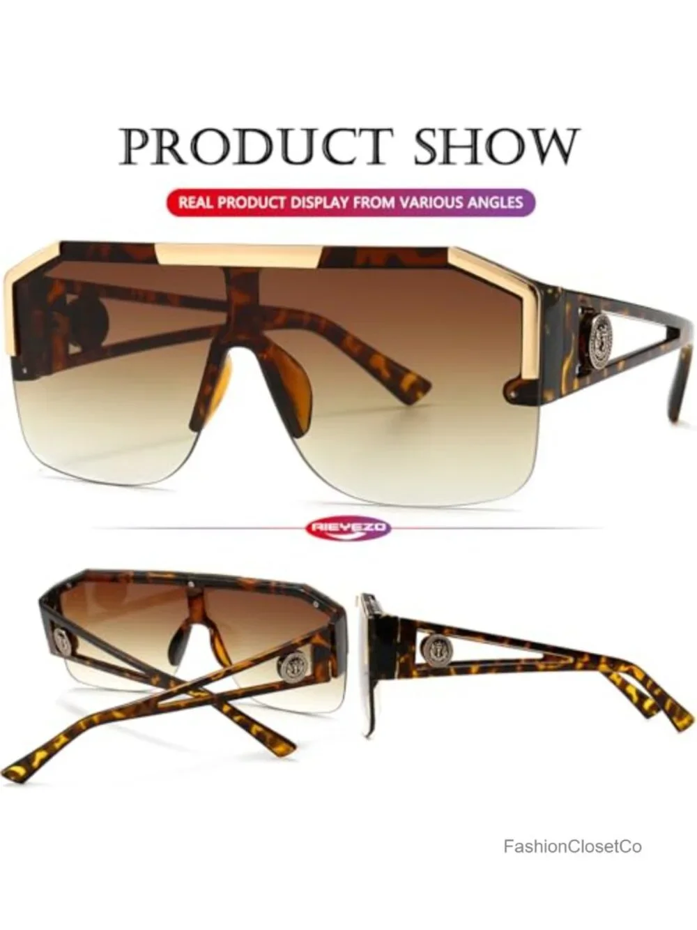 Oversized Square Shield Sunglasses One Lens Retro Shades Unisex